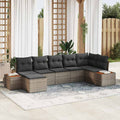 Gartensofa-set mit Kissen mit Speicher 8 pcs Grau Polyrattan