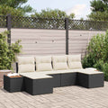 Gartensofa-set mit Kissen 6 pcs Schwarz und Creme Poly Rattan
