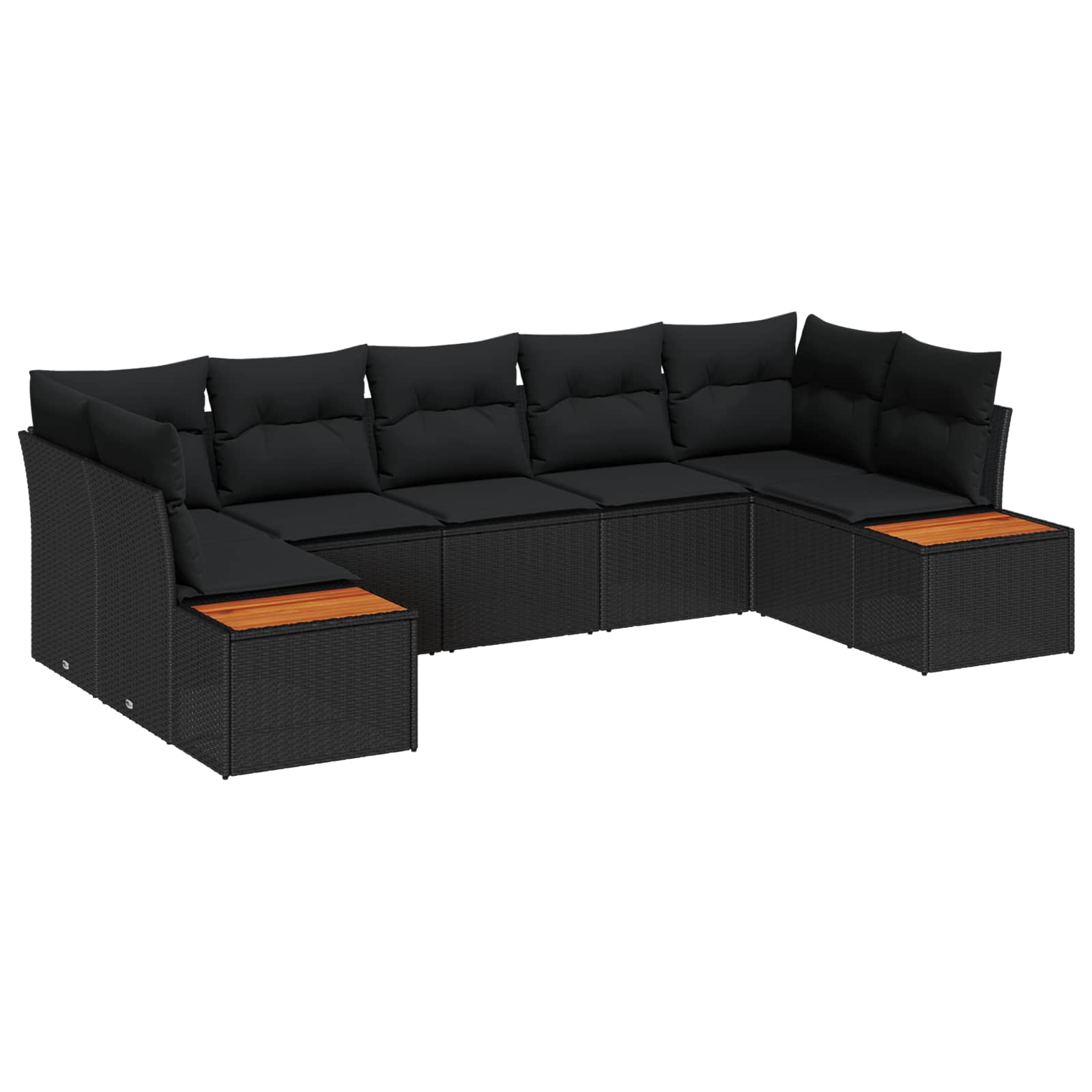 Gartensofa-set mit Kissen mit Speicher 7 pcs Schwarz Polyrattan