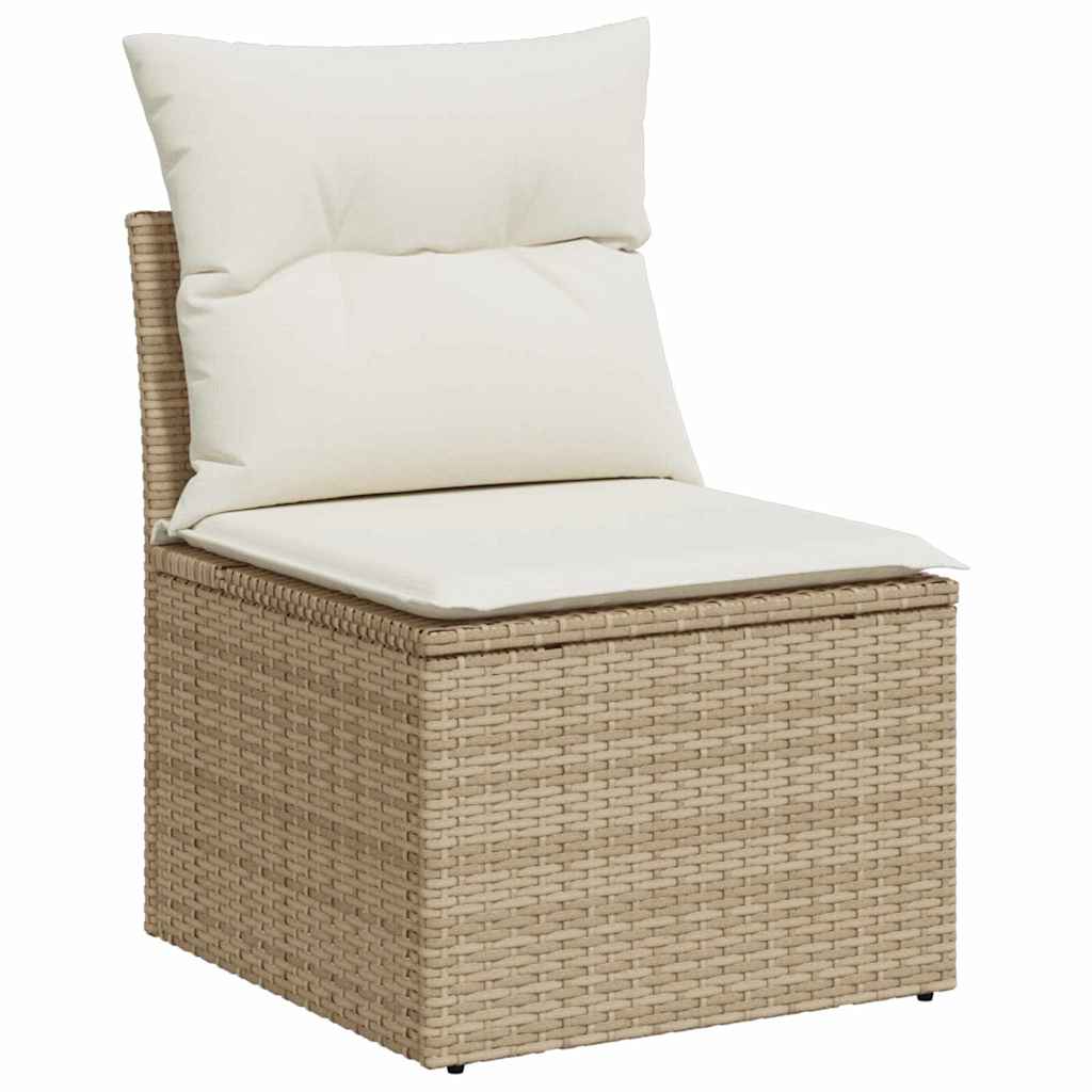 Gartensofa-set mit Kissen 7 pcs Beige und Creme Polyrattan