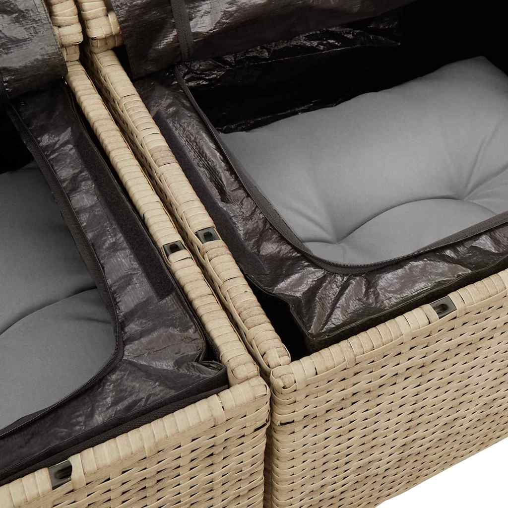 Gartensofa-set mit Kissen 10 pcs Beige und Hellgrau Polyrattan