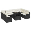 Gartensofa-set mit Kissen mit Kissen 10 pcs Schwarz Poly Rattan