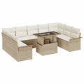 Gartensofa-set mit Kissen mit Kissen 10 pcs Beige Poly Rattan