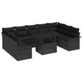 Gartensofa-set mit Kissen mit Kissen 10 pcs Schwarz Poly Rattan