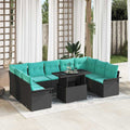 Gartensofa-set mit Kissen mit Kissen 10 pcs Schwarz Poly Rattan