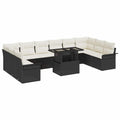 Gartensofa-set mit Kissen mit Kissen 11 pcs Schwarz Poly Rattan