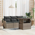 Garten-Sofa-Set mit Kissen mit Kissen 5 pcs Grau Poly Rattan