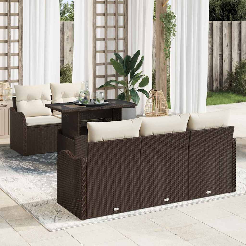 Gartensofa-set mit Kissen mit Kissen 6 pcs Braun Poly Rattan