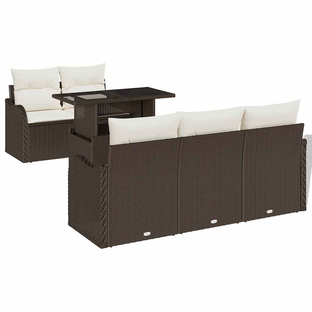 Gartensofa-set mit Kissen mit Kissen 6 pcs Braun Poly Rattan