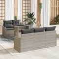 Gartensofa-set mit Kissen mit Kissen 6 pcs Hellgrau Poly Rattan