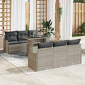 Gartensofa-set mit Kissen mit Kissen 7 pcs Hellgrau Poly Rattan