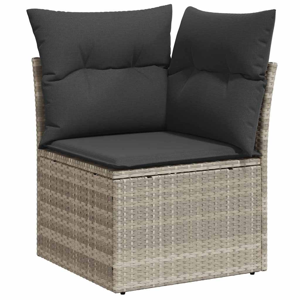 Gartensofa-set mit Kissen mit Kissen 7 pcs Hellgrau Poly Rattan