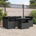 Gartensofa-set mit Kissen mit Kissen 7 pcs Schwarz Poly Rattan