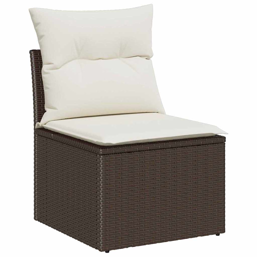 Gartensofa-set mit Kissen mit Speicher 8 pcs Braun Poly Rattan