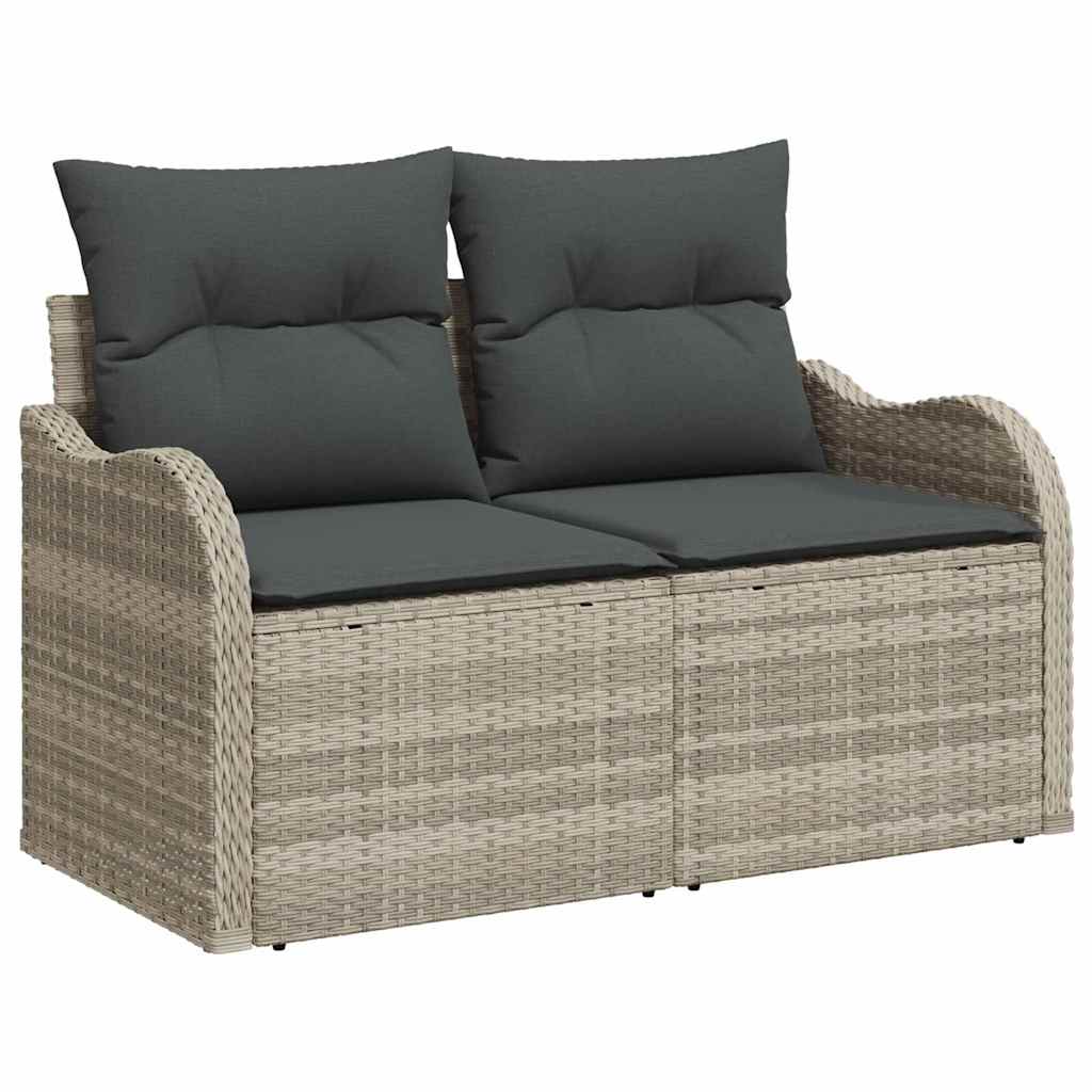 Gartensofa-set mit Kissen mit Kissen 8 pcs Hellgrau Poly Rattan