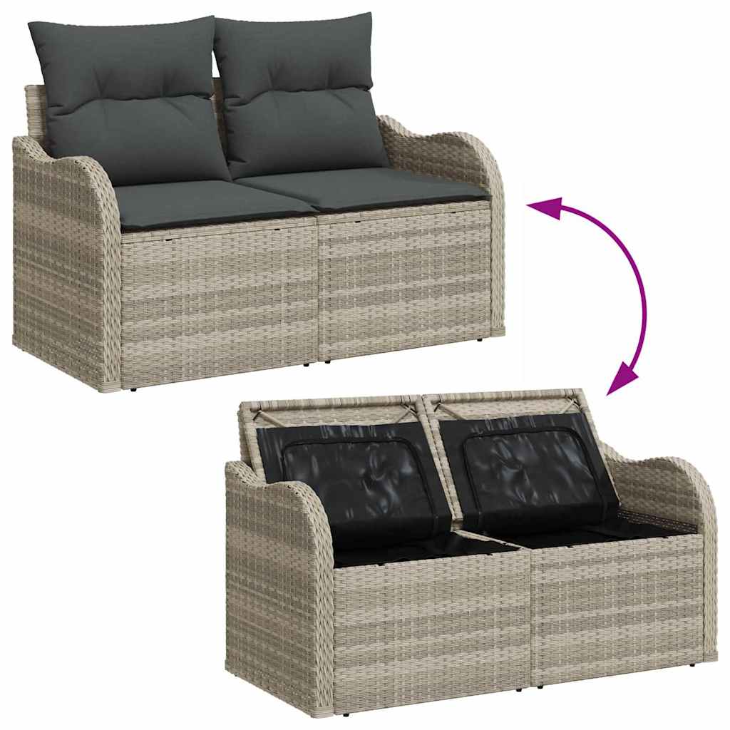 Gartensofa-set mit Kissen mit Kissen 9 pcs Hellgrau Polyrattan