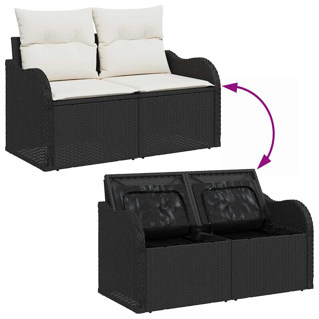 Gartensofa-set mit Kissen 6 pcs Schwarz Polyrattan