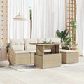 Gartensofa-set mit Kissen 6 pcs Beige Polyrattan