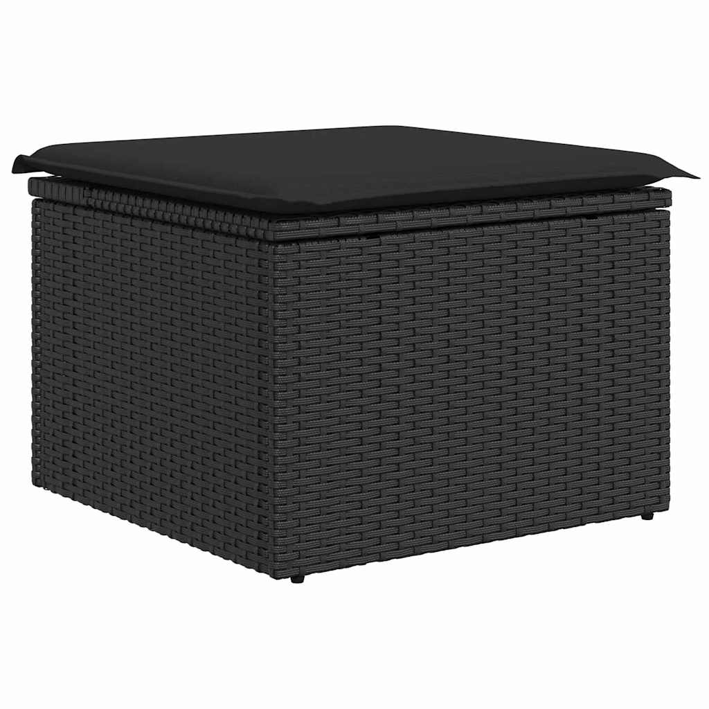 Gartensofa-set mit Kissen 6 pcs Schwarz Polyrattan