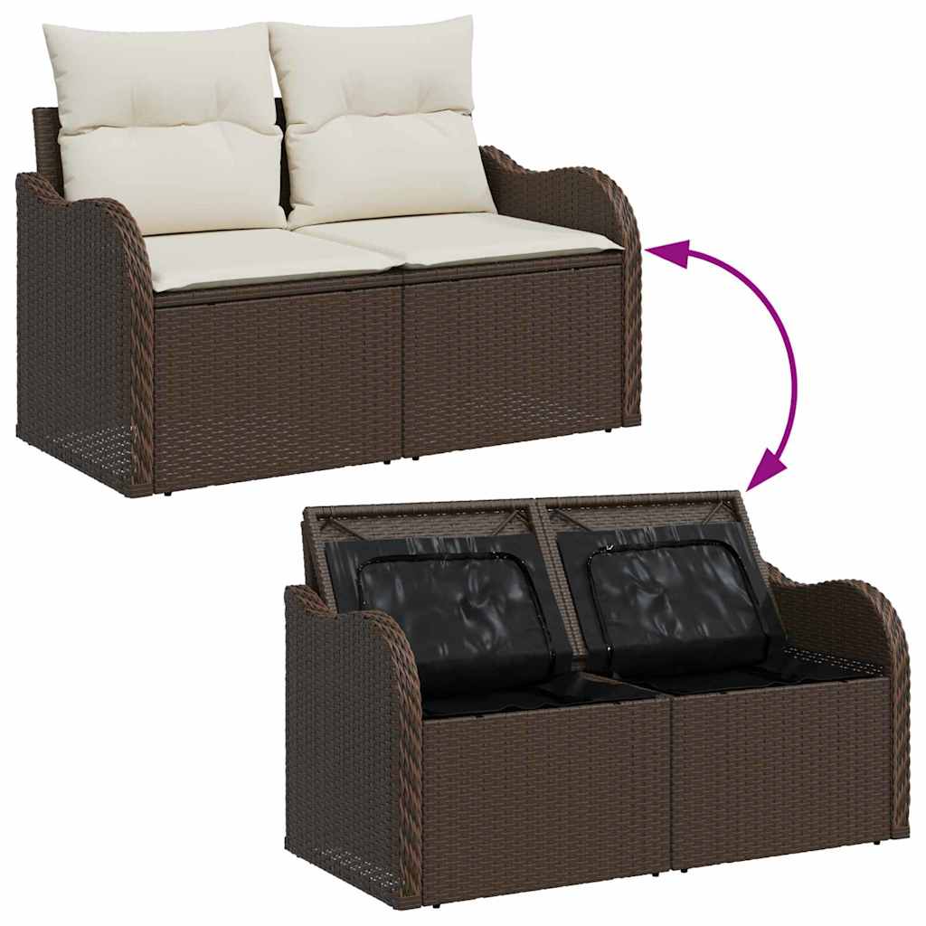 Gartensofa-set mit Kissen mit Kissen 5 pcs Braun Poly Rattan
