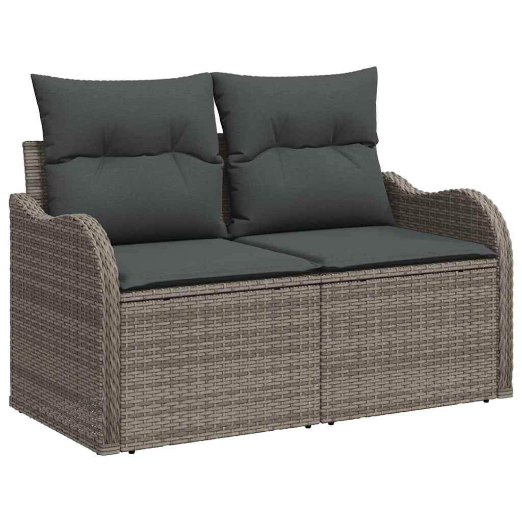 Gartensofa-set mit Kissen mit Kissen 5 pcs Grau Poly Rattan