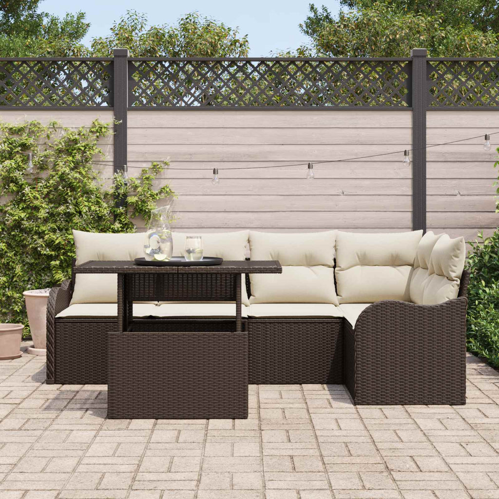 Gartensofa-set mit Kissen mit Kissen 6 pcs Braun Poly Rattan