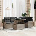 Gartensofa-set mit Kissen mit Kissen 6 pcs Grau Poly Rattan