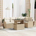 Gartensofa-set mit Kissen mit Kissen 6 pcs Beige Poly Rattan