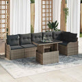 Gartensofa-set mit Kissen mit Kissen 7 pcs Grau Poly Rattan