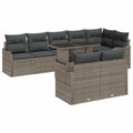 Garten-Sofa-Set mit Kissen mit Kissen 9 pcs Grau Poly Rattan