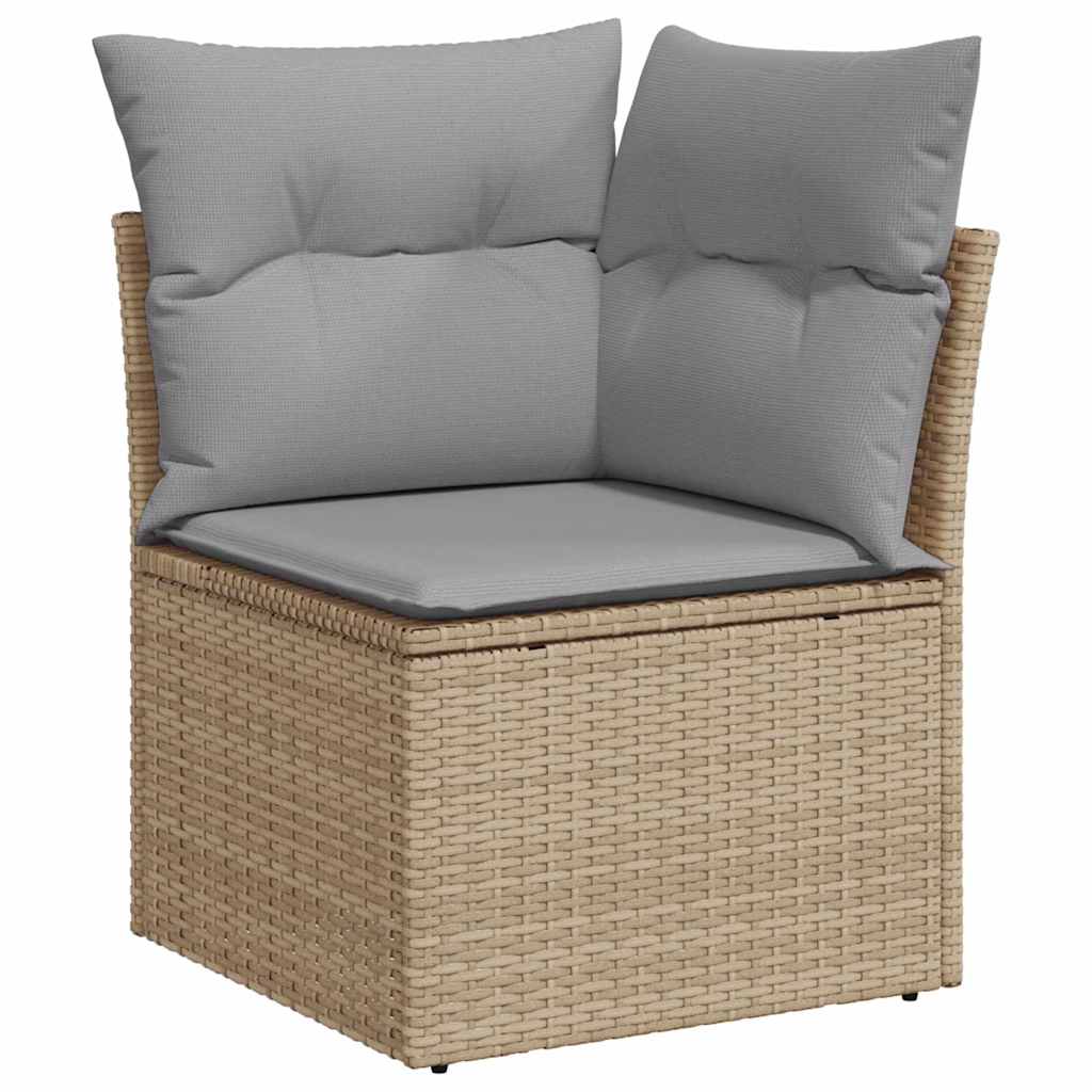 Gartensofa-set mit Kissen mit Kissen 10 pcs Beige Poly Rattan
