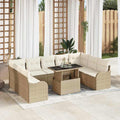 Gartensofa-set mit Kissen mit Kissen 10 pcs Beige Poly Rattan