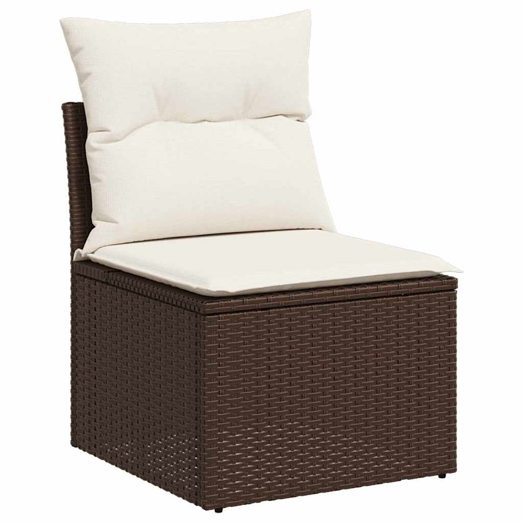 Garten-Sofa-Set mit Kissen mit Kissen 5 pcs Braun Poly Rattan