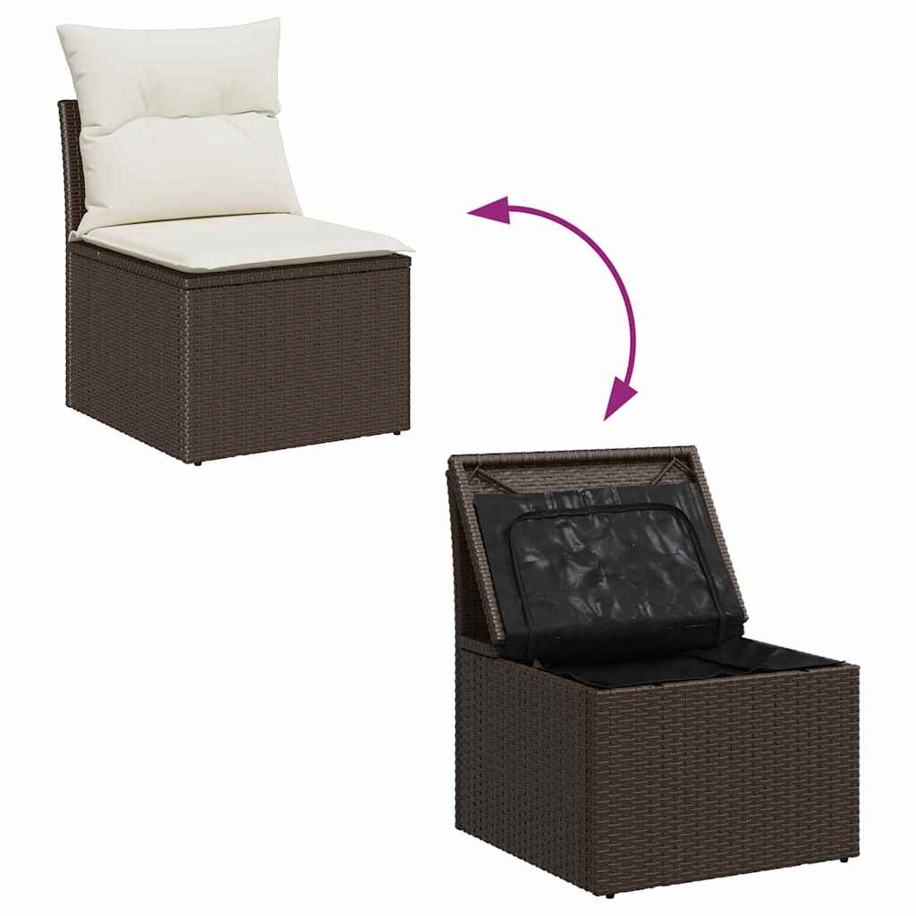 Garten-Sofa-Set mit Kissen mit Kissen 5 pcs Braun Poly Rattan