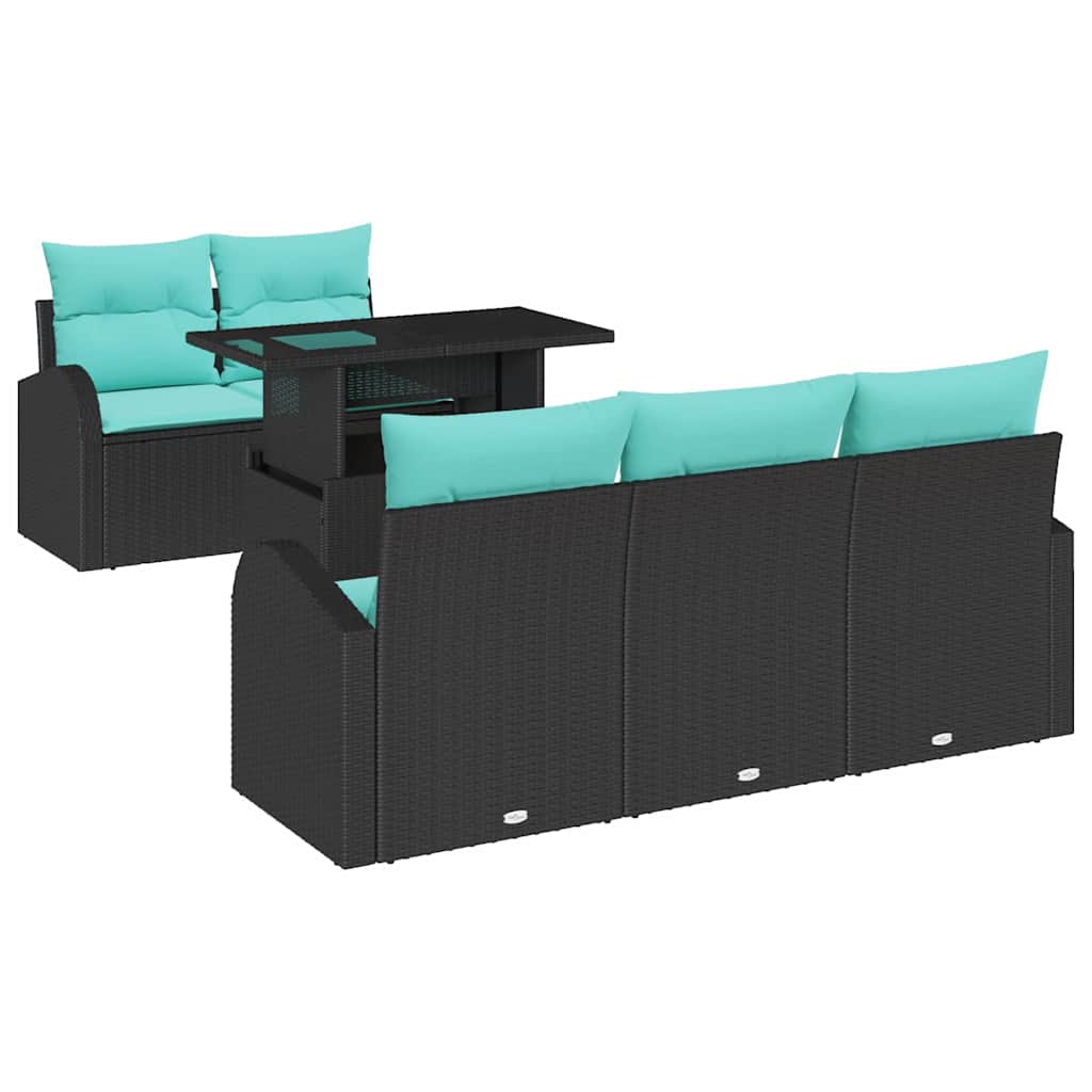 Gartensofa-set mit Kissen mit Kissen 6 pcs Schwarz Poly Rattan
