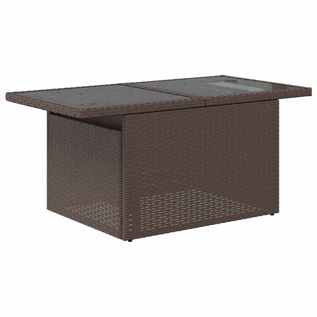 Gartensofa-set mit Kissen mit Speicher 7 pcs Braun Poly Rattan