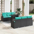 Gartensofa-set mit Kissen mit Kissen 7 pcs Schwarz Poly Rattan