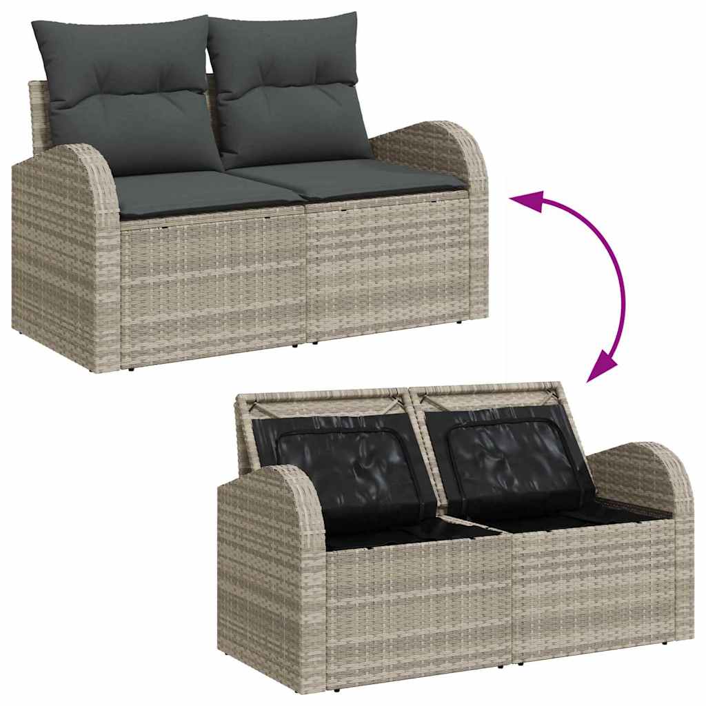 Gartensofa-set mit Kissen mit Kissen 8 pcs Hellgrau Poly Rattan