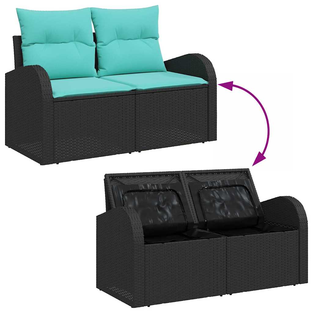 Gartensofa-set mit Kissen mit Kissen 8 pcs Schwarz Poly Rattan