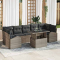 Gartensofa-set mit Kissen mit Speicher 8 pcs Grau Poly Rattan