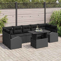 Gartensofa-set mit Kissen mit Kissen 8 pcs Schwarz Poly Rattan