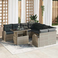 Garten-Sofa-Set mit Kissen 9 pcs Hellgrau Poly Rattan