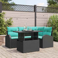 Gartensofa-set mit Kissen mit Kissen 5 pcs Schwarz Poly Rattan