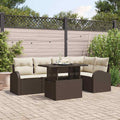 Gartensofa-set mit Kissen mit Speicher 6 pcs Braun Poly Rattan
