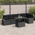 Gartensofa-set mit Kissen mit Kissen 7 pcs Schwarz Poly Rattan