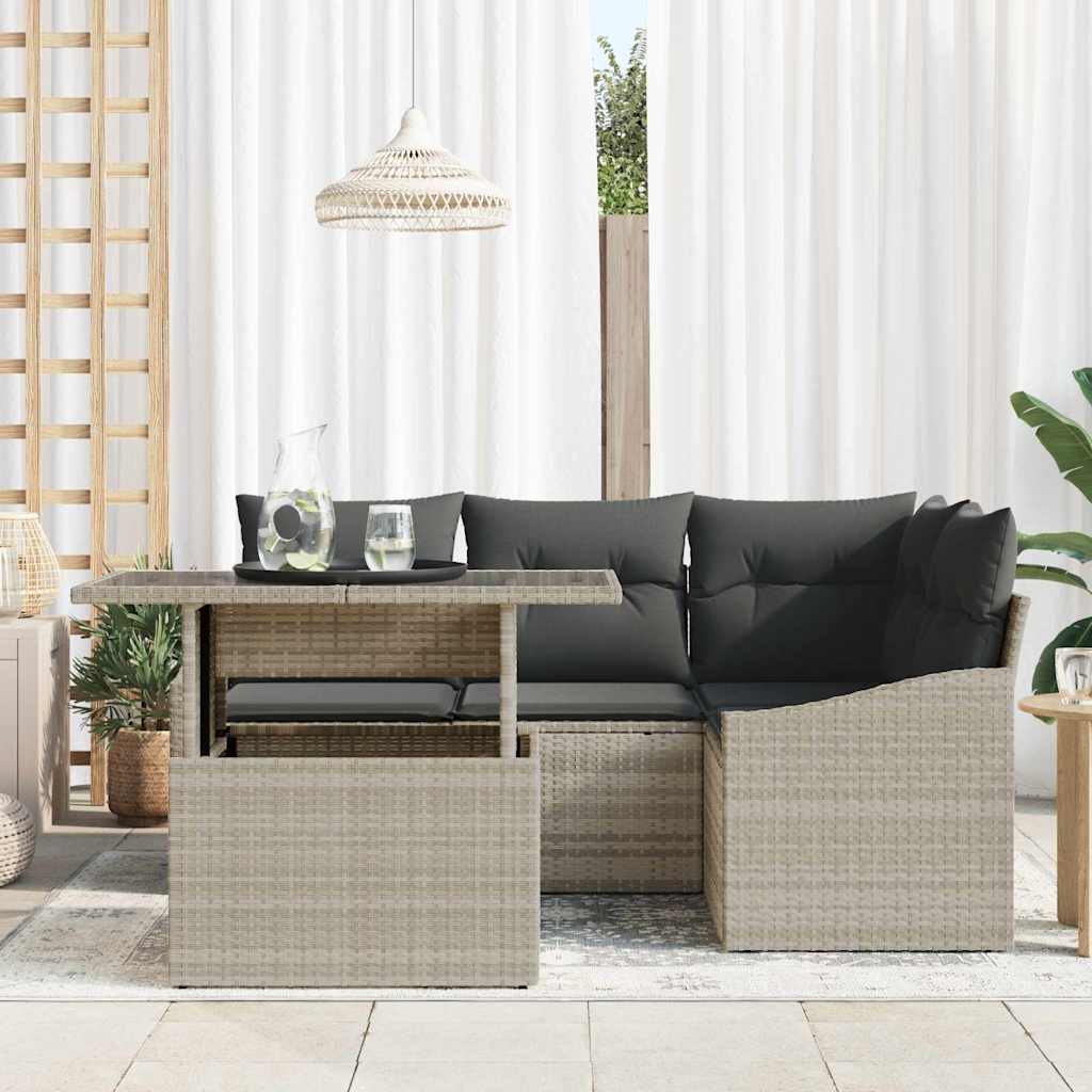 Garten-Sofa-Set mit Kissen 5 pcs Hellgrau und Dunkelgrau
