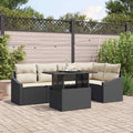 Garten-Sofa-Set mit Kissen mit Speicher 6 pcs Schwarz und Creme