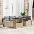 Garten-Sofa-Set mit Kissen mit Kissen 6 pcs Beige und Hellgrau