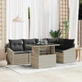 Garten-Sofa-Set mit Kissen 6 pcs Hellgrau und Dunkelgrau