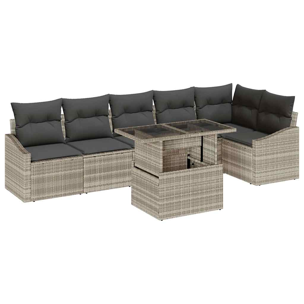Garten-Sofa-Set mit Kissen 7 pcs Hellgrau und Dunkelgrau